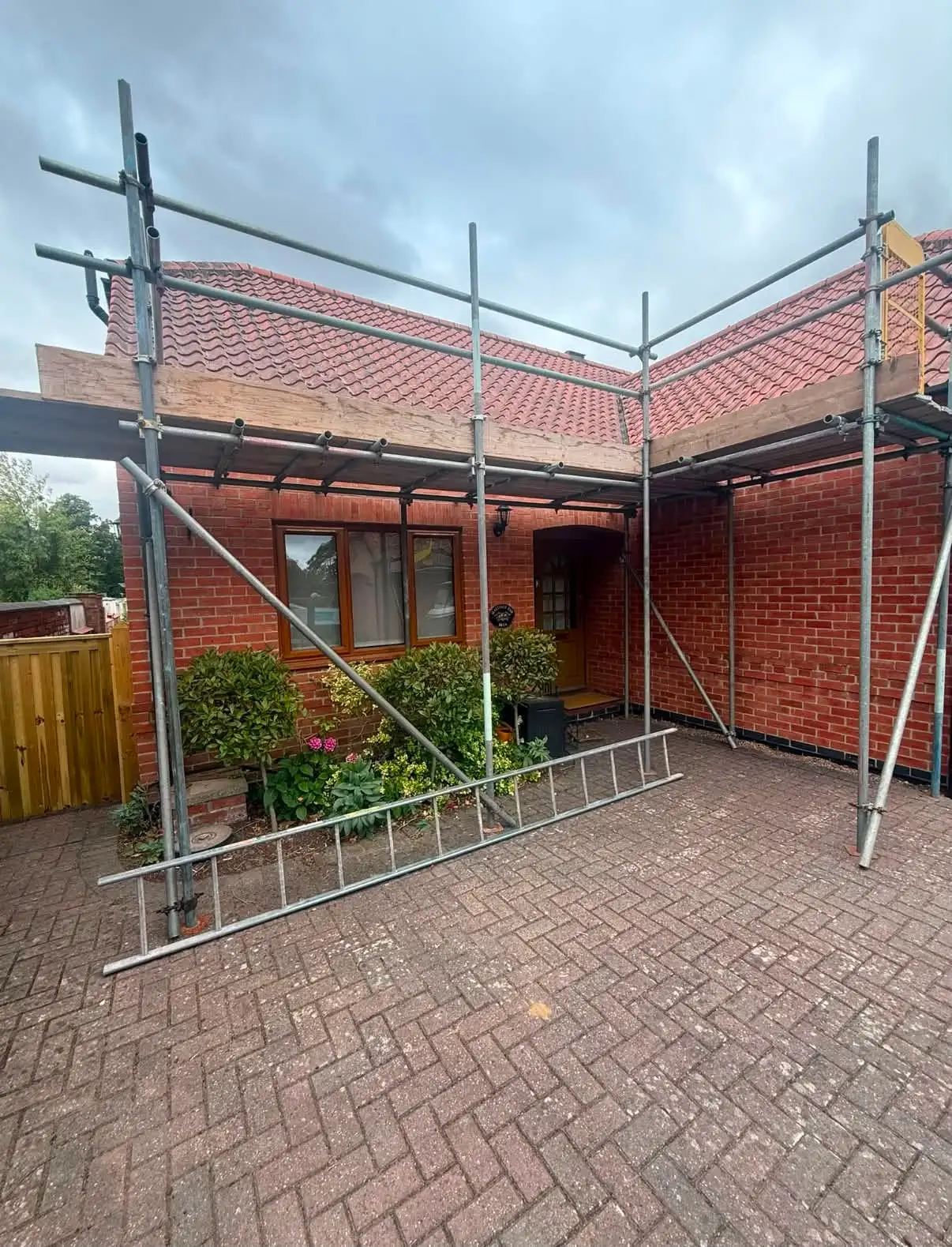 Domestic scaffolding for solar install.